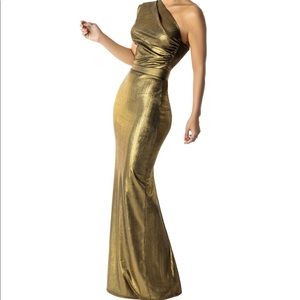 Gold One Shoulder Maxi Dress
